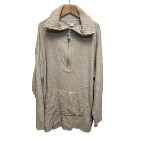 Barefoot Dreams Cozychic Lite Soft Cozy Quarter Zip Tan Sweater Womens Size XL